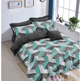 LUNA ágynemű garnitúra 7 részes 3D türkiz-szürke